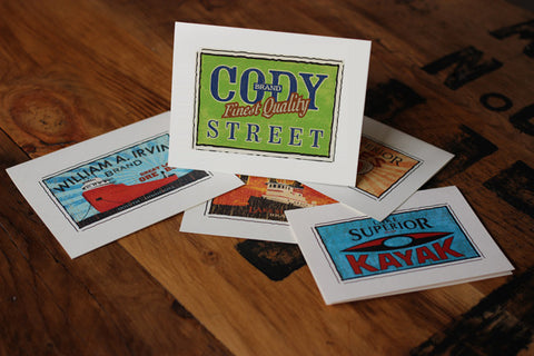 cody street fruit crate label notecards
