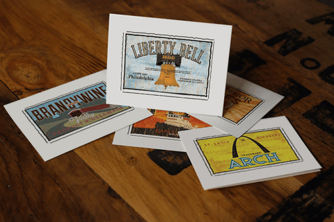 liberty bell fruit crate label notecards