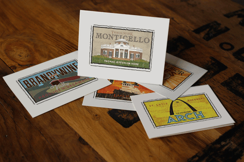 monticello fruit crate label notecards