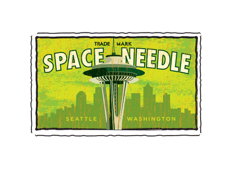 space needle fruit crate label