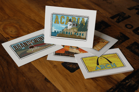 acadia national park fruit crate label notecards