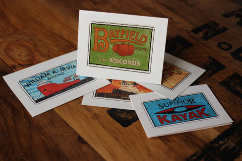 bayfield wisconsin fruit crate label notecards