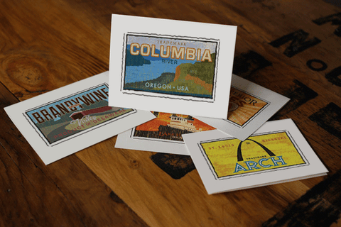 columbia river fruit crate label notecards