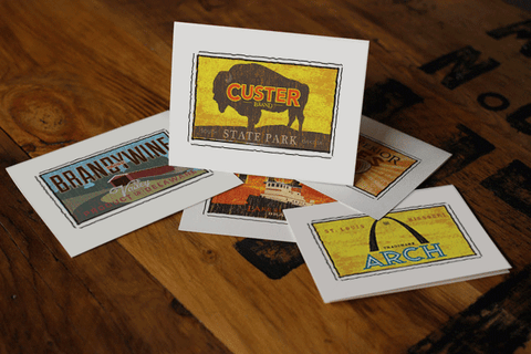 custer state park south dakota fruit crate label notecards