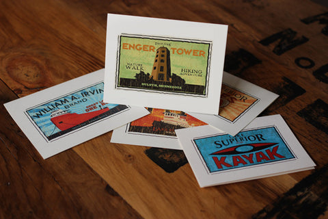 enger tower fruit crate label notecards