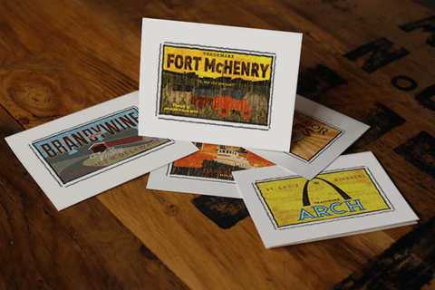 fort mchenry fruit crate label notecards