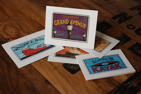 grand avenue duluth fruit crate label notecards