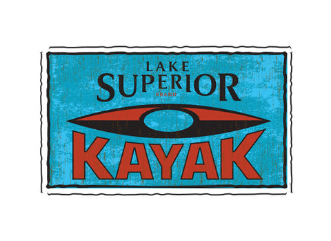 lake superior kayak fruit crate label