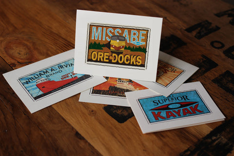 missabe ore docks fruit crate label notecards