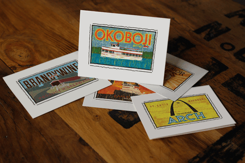 lake okoboji fruit crate label notecards
