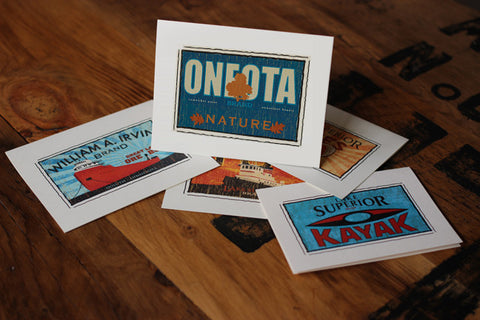 oneota fruit crate label notecards