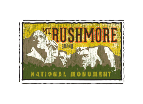 mount rushmore national memorial fruit crate label