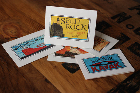 split rock lighthouse fruit crate label notecards