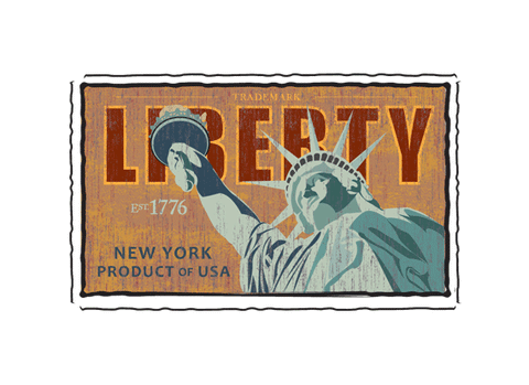 statue of liberty fruit crate label