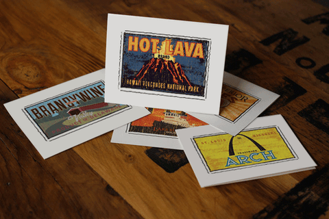 hawaii volcanoes national park fruit crate label notecards