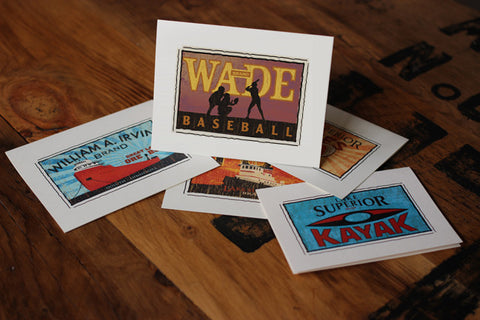 wade stadium fruit crate label notecards